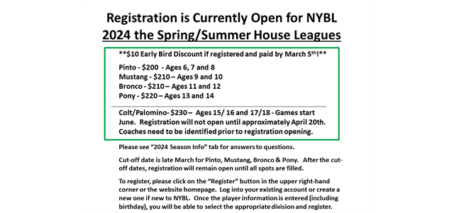 2024 Spring / Summer Registration is Open